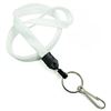 3/8 inch White key lanyards attached metal key ring with j hook-blank-LNB32HNWHT