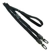 3/8 inch Black mask lanyard with breakaway and double hook and adjustable bead-blank-LNB32MBBLK