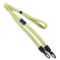 3/8 inch Light gold mask lanyard with breakaway and double hook and adjustable bead-blank-LNB32MBLGD