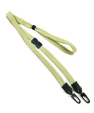 3/8 inch Light gold mask lanyard with breakaway and double hook and adjustable bead-blank-LNB32MBLGD