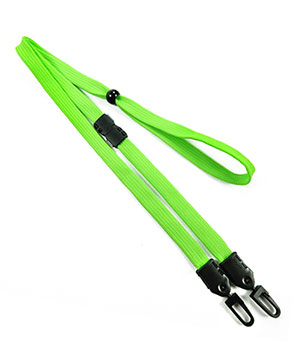 3/8 inch Lime green mask lanyard with breakaway and double hook and adjustable bead-blank-LNB32MBLMG