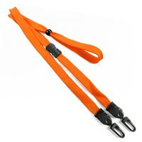 3/8 inch Orange mask lanyard with breakaway and double hook and adjustable bead-blank-LNB32MBORG