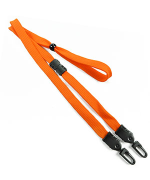 3/8 inch Orange mask lanyard with breakaway and double hook and adjustable bead-blank-LNB32MBORG