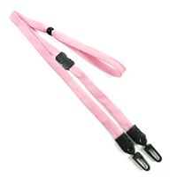 3/8 inch Pink mask lanyard with breakaway and double hook and adjustable bead-blank-LNB32MBPNK