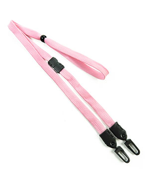 3/8 inch Pink mask lanyard with breakaway and double hook and adjustable bead-blank-LNB32MBPNK