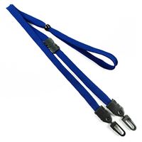 3/8 inch Royalblue mask lanyard with breakaway and double hook and adjustable bead-blank-LNB32MBRBL