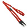3/8 inch Red mask lanyard with breakaway and double hook and adjustable bead-blank-LNB32MBRED
