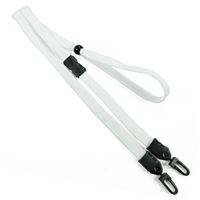 3/8 inch White mask lanyard with breakaway and double hook and adjustable bead-blank-LNB32MBWHT