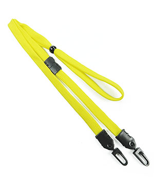 3/8 inch Yellow mask lanyard with breakaway and double hook and adjustable bead-blank-LNB32MBYLW