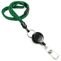 3/8 inch Green breakaway lanyard attached split ring with retractable ID reel-blank-LNB32RBGRN