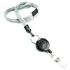 3/8 inch Gray breakaway lanyard attached split ring with retractable ID reel-blank-LNB32RBGRY