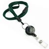 3/8 inch Hunter green breakaway lanyard attached split ring with retractable ID reel-blank-LNB32RBHGN