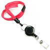 3/8 inch Hot pink breakaway lanyard attached split ring with retractable ID reel-blank-LNB32RBHPK
