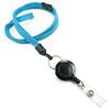 3/8 inch Light blue breakaway lanyard attached split ring with retractable ID reel-blank-LNB32RBLBL