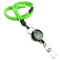 3/8 inch Lime green breakaway lanyard attached split ring with retractable ID reel-blank-LNB32RBLMG