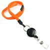 3/8 inch Neon orange breakaway lanyard attached split ring with retractable ID reel-blank-LNB32RBNOG