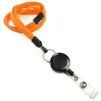 3/8 inch Orange breakaway lanyard attached split ring with retractable ID reel-blank-LNB32RBORG