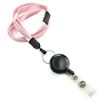 3/8 inch Pink breakaway lanyard attached split ring with retractable ID reel-blank-LNB32RBPNK