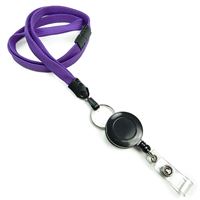 3/8 inch Purple breakaway lanyard attached split ring with retractable ID reel-blank-LNB32RBPRP