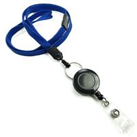 3/8 inch Royal blue breakaway lanyard attached split ring with retractable ID reel-blank-LNB32RBRBL