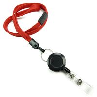 3/8 inch Red breakaway lanyard attached split ring with retractable ID reel-blank-LNB32RBRED
