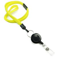 3/8 inch Yellow breakaway lanyard attached split ring with retractable ID reel-blank-LNB32RBYLW