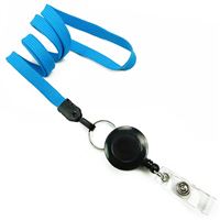 3/8 inch Blue badge reel lanyard attached split ring with retractable ID reel-blank-LNB32RNBLU