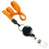 3/8 inch Carrot orange badge reel lanyard with rotating key ring and retractable ID reel-blank-LNB32RNCOG