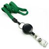 3/8 inch Green badge reel lanyard attached split ring with retractable ID reel-blank-LNB32RNGRN