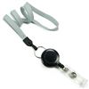 3/8 inch Gray badge reel lanyard attached split ring with retractable ID reel-blank-LNB32RNGRY