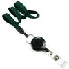 3/8 inch Hunter green badge reel lanyard with rotating key ring and retractable ID reel-blank-LNB32RNHGN