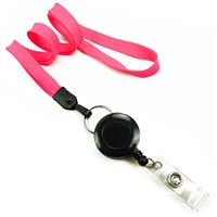 3/8 inch Hot pink badge reel lanyard attached split ring with retractable ID reel-blank-LNB32RNHPK