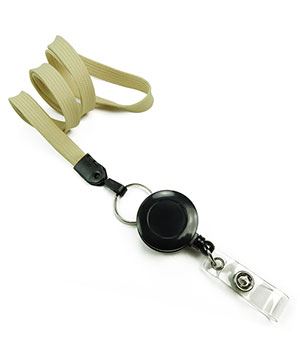 3/8 inch Light gold badge reel lanyard attached split ring with retractable ID reel-blank-LNB32RNLGD