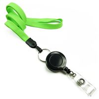 3/8 inch Lime green badge reel lanyard attached split ring with retractable ID reel-blank-LNB32RNLMG
