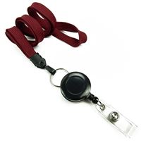 3/8 inch Maroon badge reel lanyard attached split ring with retractable ID reel-blank-LNB32RNMRN