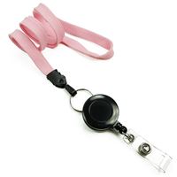 3/8 inch Pink badge reel lanyard attached split ring with retractable ID reel-blank-LNB32RNPNK