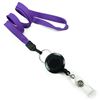 3/8 inch Purple badge reel lanyard attached split ring with retractable ID reel-blank-LNB32RNPRP