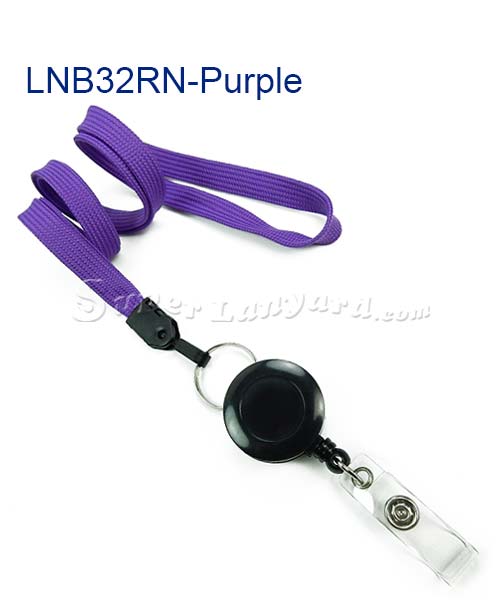 Purple Retractable Id Lanyard  3/8 inch purple badge reel lanyard