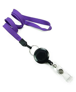 3/8 inch Purple badge reel lanyard attached split ring with retractable ID reel-blank-LNB32RNPRP