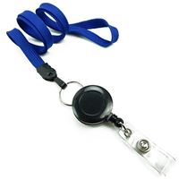 3/8 inch Royal blue badge reel lanyard attached split ring with retractable ID reel-blank-LNB32RNRBL