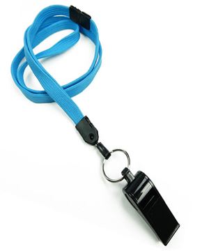 3/8 inch Light blue whistle lanyard attached safety breakaway-blank-LNB32WBLBL