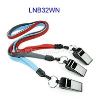 3/8 inch Neck lanyard attached keyring with plastic whistle-blank-LNB32WN