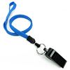 3/8 inch Blue whistle lanyard with key ring and whistle-blank-LNB32WNBLU