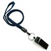 3/8 inch Navy blue whistle lanyard with key ring and whistle-blank-LNB32WNNBL