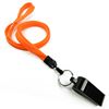 3/8 inch Neon orange whistle lanyard with key ring and whistle-blank-LNB32WNNOG