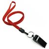 3/8 inch Red whistle lanyard with key ring and whistle-blank-LNB32WNRED