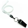 3/8 inch White whistle lanyard with key ring and whistle-blank-LNB32WNWHT
