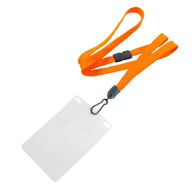 3/8 inch Neon orange  blacklight lanyard with 3x4 vertical badge holders-blank-LNB332BNOG