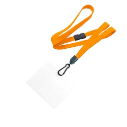 3/8 inch Carrot orange id breakaway lanyard with 3 1/2 x 2 1/4 horizontal badge holders-blank