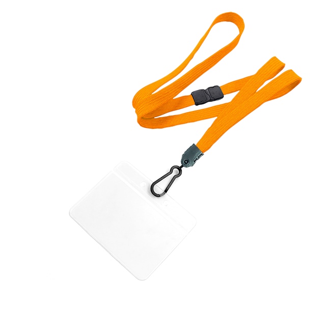 3/8 inch Carrot orange id breakaway lanyard with 3 1/2 x 2 1/4 horizontal badge holders-blank-LNB333BCOG